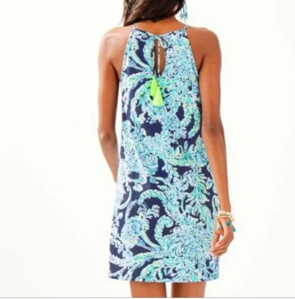 Lilly Pulitzer‎ Margot Swing Dress High Tide Blue Floral Womens Small Beachy - Picture 6 of 14